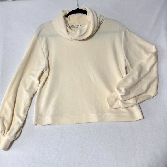 WALLFLOWER Cowl Neck Top Cream Velvety Soft Velour Cuffed Sleeves - Picture 2 of 8